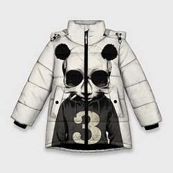 Куртка зимняя для девочки Скелет панды, цвет: 3D-черный