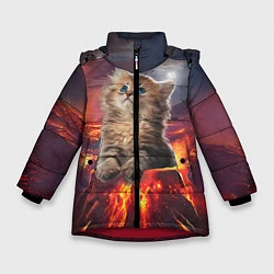 Зимняя куртка для девочки Кот на вулкане