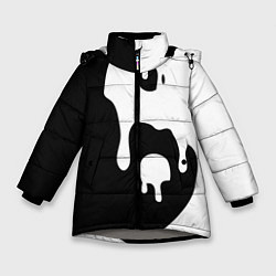 Куртка зимняя для девочки Инь Янь, цвет: 3D-светло-серый