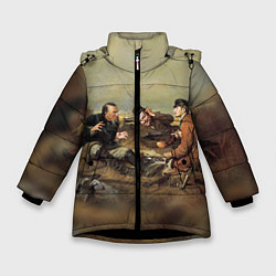 Куртка зимняя для девочки Русские охотники, цвет: 3D-черный