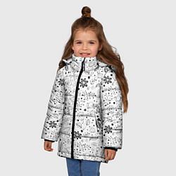 Куртка зимняя для девочки Цветочки-травушки, цвет: 3D-черный — фото 2