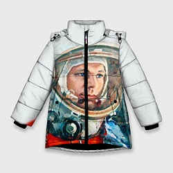 Куртка зимняя для девочки Гагарин в полете, цвет: 3D-черный