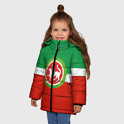 Куртка зимняя для девочки Татарстан: флаг цвета 3D-черный — фото 2