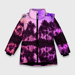 Куртка зимняя для девочки Hawaii dream, цвет: 3D-черный