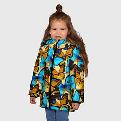 Куртка зимняя для девочки Бабочки, цвет: 3D-черный — фото 2