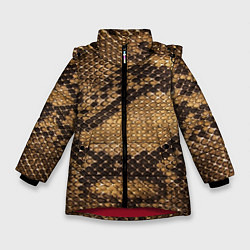 Куртка зимняя для девочки Змеиная кожа, цвет: 3D-красный