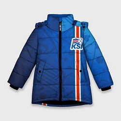 Куртка зимняя для девочки Сборная Исландии по футболу, цвет: 3D-черный