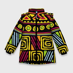 Куртка зимняя для девочки Африка, цвет: 3D-черный