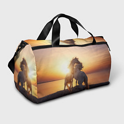 Сумки спортивные Лошади на закате, цвет: 3D-принт