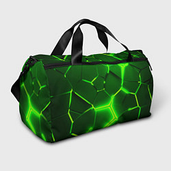 Сумки спортивные 3D ПЛИТЫ НЕОН NEON GREEN HEXAGON РАЗЛОМ, цвет: 3D-принт