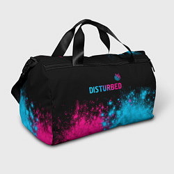 Сумки спортивные Disturbed - neon gradient: символ сверху, цвет: 3D-принт