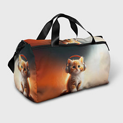 Сумки спортивные Милый рыжий котёнок в наушниках, цвет: 3D-принт