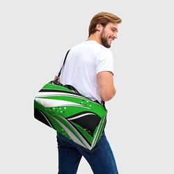 Сумки спортивные Абстрактный узор черно зеленый с белым, цвет: 3D-принт — фото 2