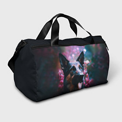 Сумки спортивные Овчарка в розовых цветах, цвет: 3D-принт