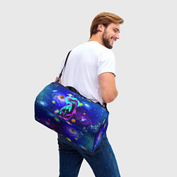 Сумки спортивные Динозавр в космосе - неоновое свечение, цвет: 3D-принт — фото 2