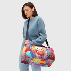 Сумки спортивные Котик в клубничком коктейле, цвет: 3D-принт — фото 2