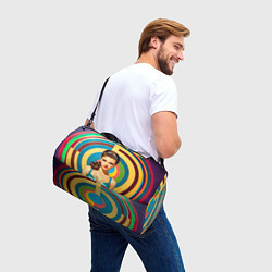 Сумки спортивные Девушка с голубыми глазами в бирюзовом топе, цвет: 3D-принт — фото 2