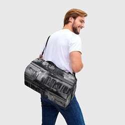 Сумки спортивные Белые полосы на чёрном фоне киберпанк, цвет: 3D-принт — фото 2