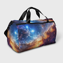 Сумки спортивные Оранжевая небула космос, цвет: 3D-принт