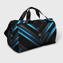 Сумки спортивные Синий неоновый яркий свет на черном абстрактном фо, цвет: 3D-принт