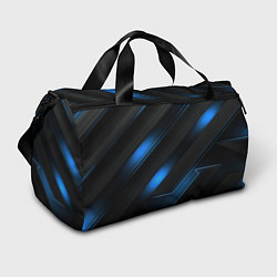 Сумки спортивные Синий неоновый яркий свет на черном абстрактном фо, цвет: 3D-принт