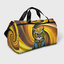 Сумки спортивные Модная сова и желтый спиральный фон, цвет: 3D-принт