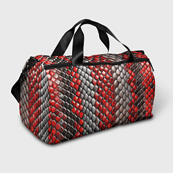 Спортивная сумка Змеиная объемная текстурная красная шкура