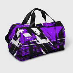 Сумки спортивные Diagonal black and white stripes on a purple backg, цвет: 3D-принт