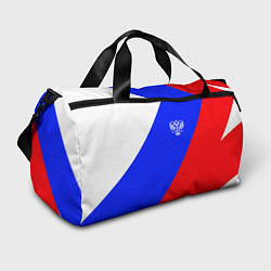 Сумки спортивные Герб Российского государства на фоне цветов флага, цвет: 3D-принт