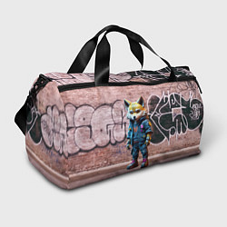 Сумки спортивные Уличный лисёнок на своём районе, цвет: 3D-принт