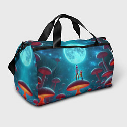 Сумки спортивные Рик и Морти в стране неоновых гигантских грибов, цвет: 3D-принт