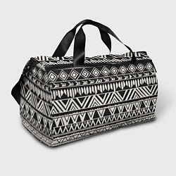 Сумки спортивные Черно белый орнамент в этническом стиле, цвет: 3D-принт