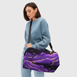 Сумки спортивные Фиолетовая текстура с золотыми звездочками, цвет: 3D-принт — фото 2
