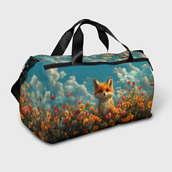 Сумки спортивные Лисица в цветочном поле, цвет: 3D-принт