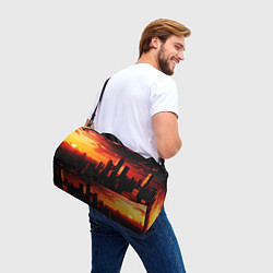 Сумки спортивные Стилизованный город оранжевый закат, цвет: 3D-принт — фото 2