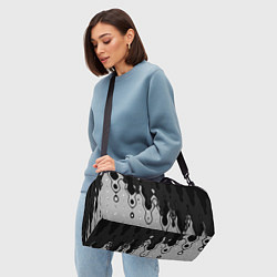 Сумки спортивные Чёрно-белый абстракция стекающаяся, цвет: 3D-принт — фото 2