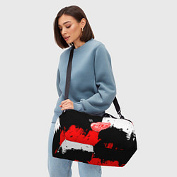 Сумки спортивные Детройт Ред Уингз - брызги краска на черном фоне, цвет: 3D-принт — фото 2