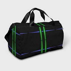 Сумки спортивные Neon black light blue green line, цвет: 3D-принт