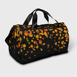Сумки спортивные Осенние листья на черном, цвет: 3D-принт