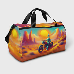 Сумки спортивные Робот Бендер на мотоцикле в пустыне, цвет: 3D-принт