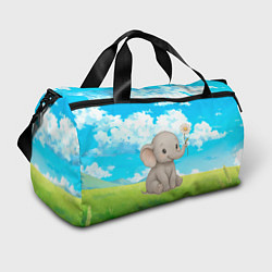 Сумки спортивные Слоненок с цветочком, цвет: 3D-принт