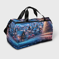 Сумки спортивные Новогодний двор в блестках, цвет: 3D-принт
