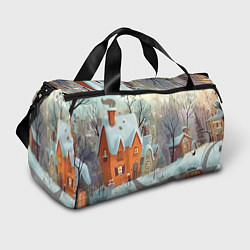 Сумки спортивные Милый новогодний дворик, цвет: 3D-принт