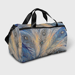 Сумки спортивные Синие перья с самоцветами, цвет: 3D-принт