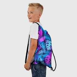 Рюкзак-мешок Сине-розовые тропики, цвет: 3D-принт — фото 2