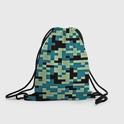 Рюкзак-мешок Камуфляж пиксельный: голубой/черный, цвет: 3D-принт