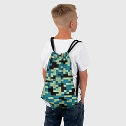 Рюкзак-мешок Камуфляж пиксельный: голубой/черный, цвет: 3D-принт — фото 2