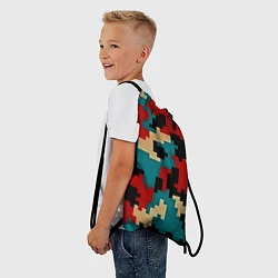 Рюкзак-мешок Камуфляж пиксельный: красный/голубой, цвет: 3D-принт — фото 2