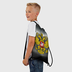 Рюкзак-мешок Герб России на металлическом фоне, цвет: 3D-принт — фото 2