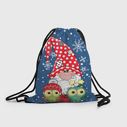 Рюкзак-мешок Новогодние совушки и гном, цвет: 3D-принт